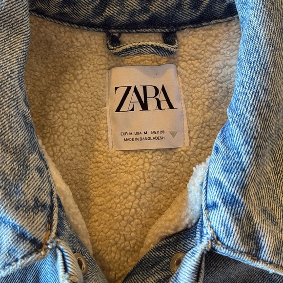 Zara Sherpa Lined Denim Jacket - Size Medium - Picture 3 of 9